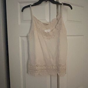 Adora poly/cotton ivory lace tank top one size NWT